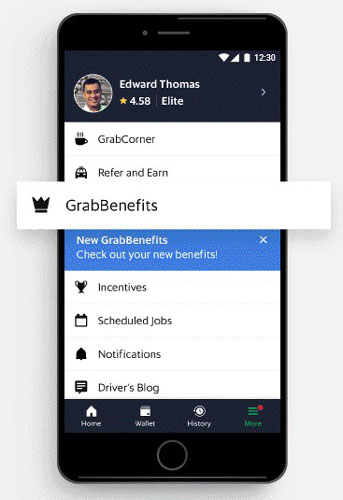 Kemudian masuk ke aplikasi GrabDriver dan buka menu GrabBenefits