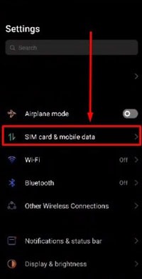 2. Selanjutnya pergi ke menu SIM Card dan Mobile Data